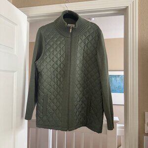 Denim & Co. Quilted Woven-Front (quilted) Sweater Jacket